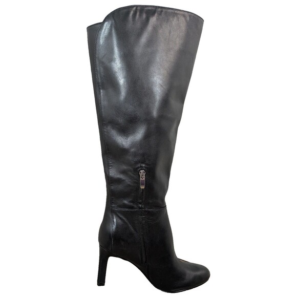 Nine West Women's Sancha Black Leather Knee-High Stiletto Boots Wide Calf 6.5 - Picture 2 of 14